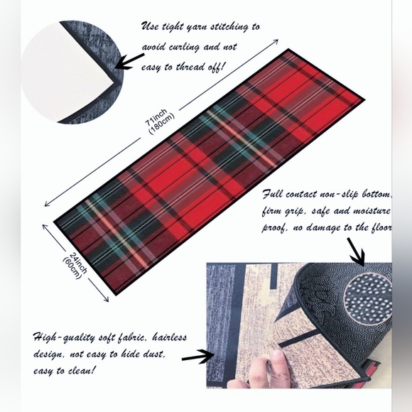 Christmas Plaid Runner Rug - Picture 2 of 6